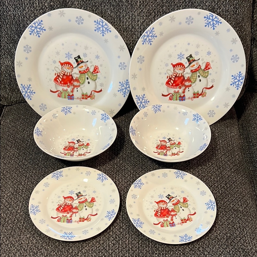 Festive Snowman and Reindeer Plate
